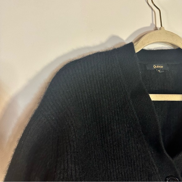 Quince 100% Cashmere Black Button Front Cardigan Sweater S - Picture 4 of 16